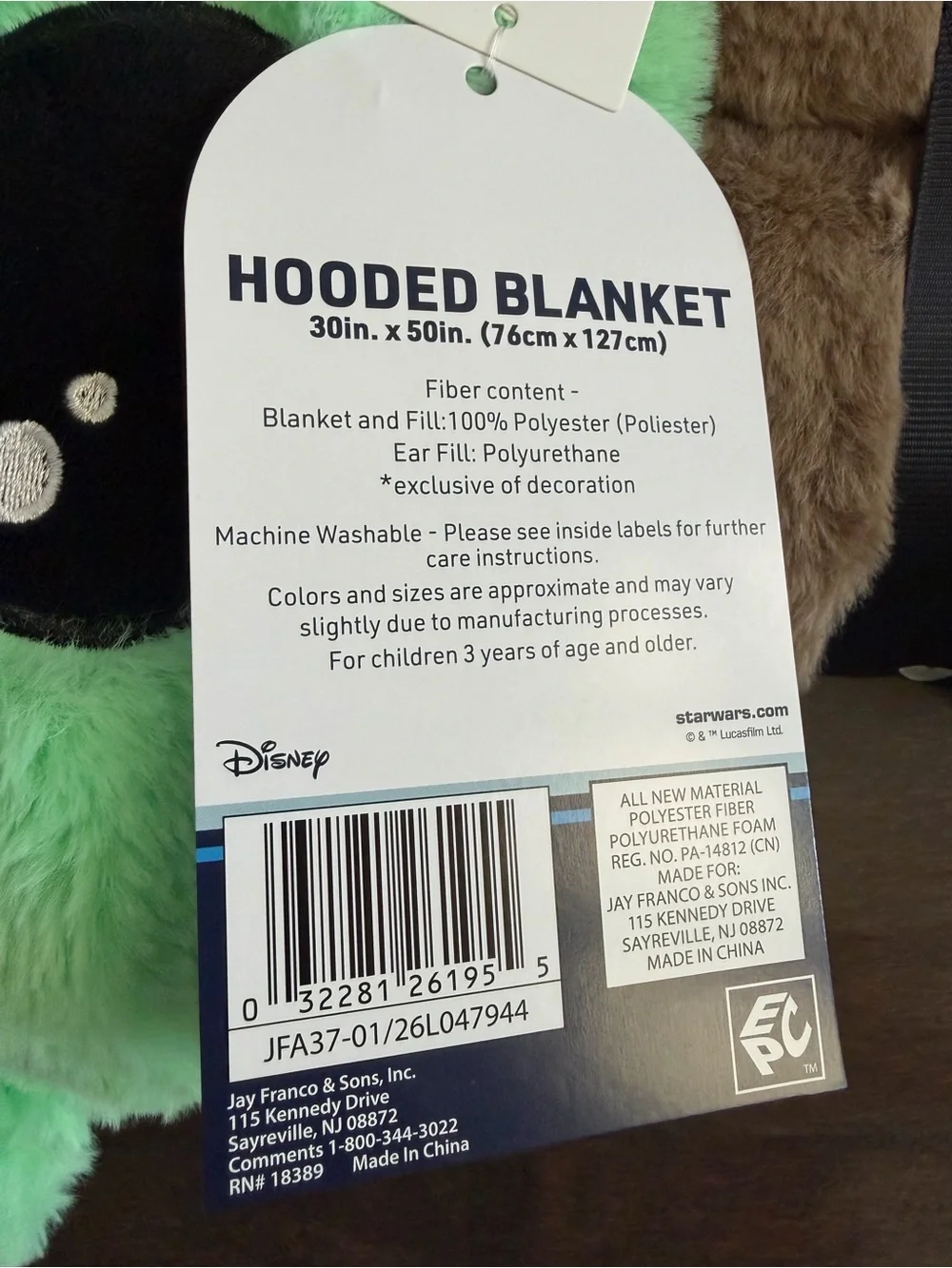 Star Wars Grogu Plush Hooded Blanket in Mint Green and Brown
